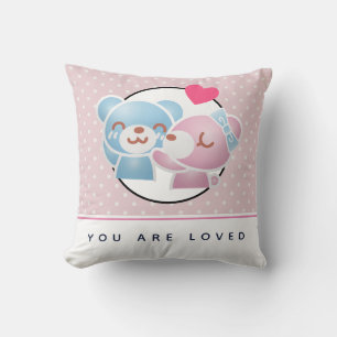 Du är Loved Kissing Bears på Polka dots Kudde