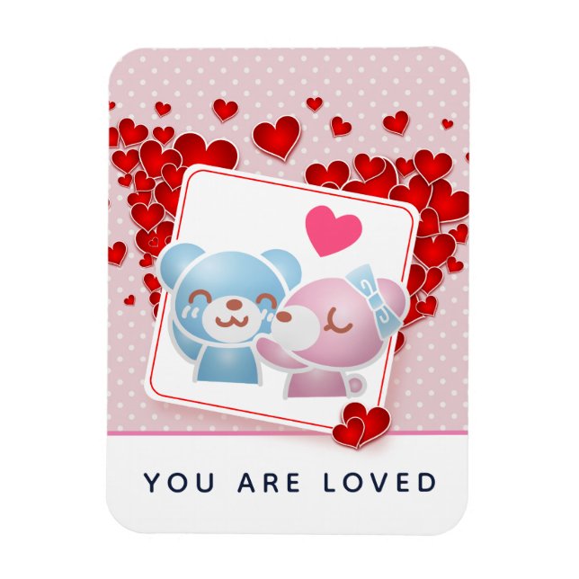 Du är Loved Kissing Bears på Polka dots Magnet (Vertikal)