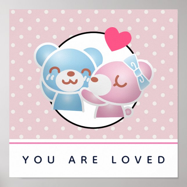 Du är Loved Kissing Bears på Polka dots Poster (Framsidan)