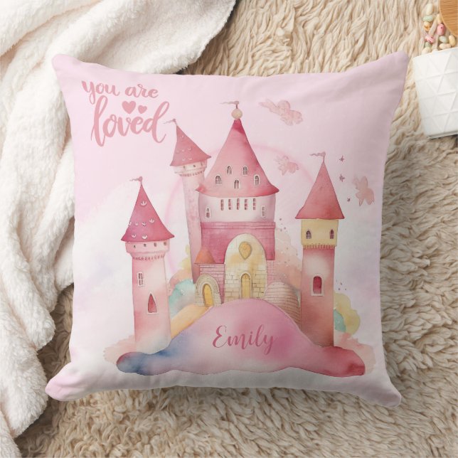 Du är Loved Palace på Rosa Cloud Burp Cloth Kudde (Filt)