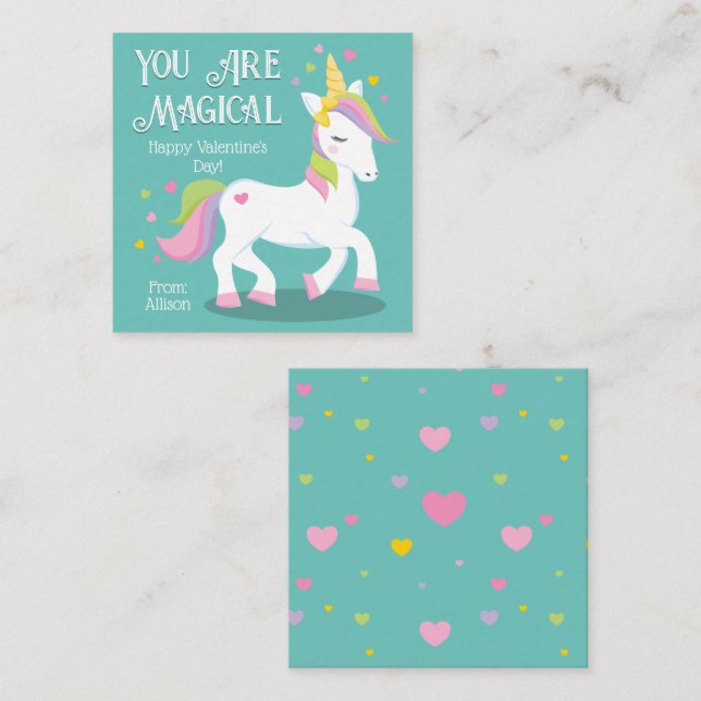 Du är Magic Unicorn Classroom Valentine Day Anteckningskort (Fram/baksida)