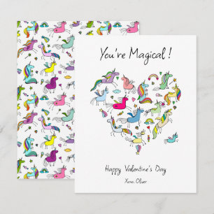 Du är Magisk, Söt Enhörning Barn Valentinsdag Anteckningskort