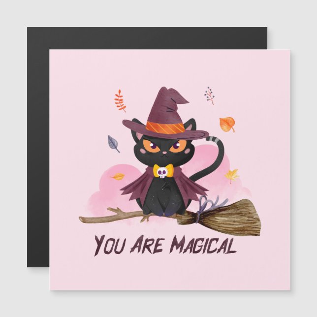 Du är magisk - "Witch Cat Riding a Broom" (Fram/baksida)