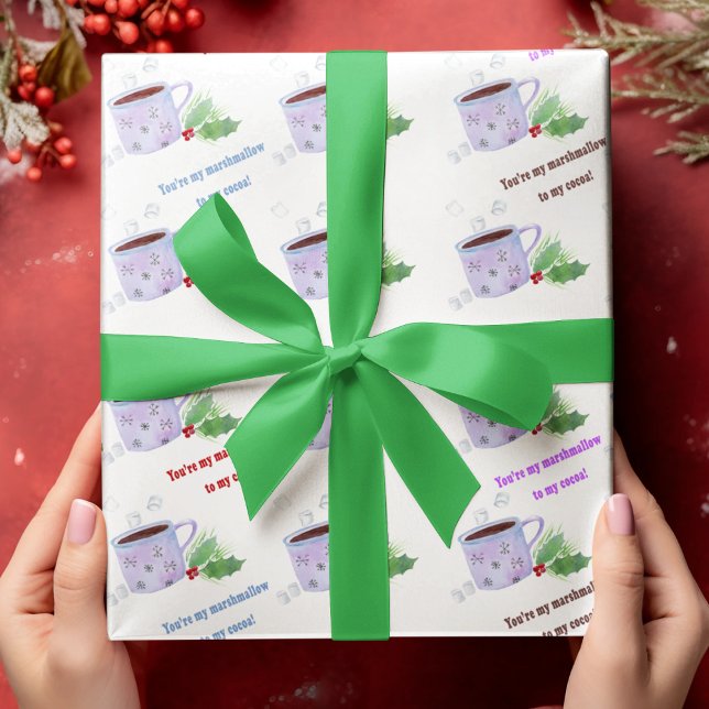 Du är marshmallowsen till min kakvatten vattenfärg presentpapper (Enhance your gift exchange with heartwarming affection: "You're The Marshmallow To My Cocoa.")