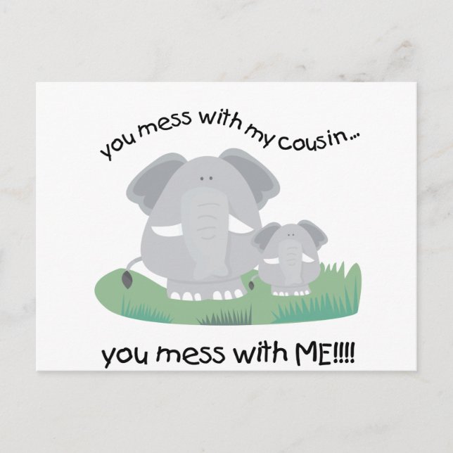 Du är  med min kusin. Du är  med mig Vykort (Framsida)