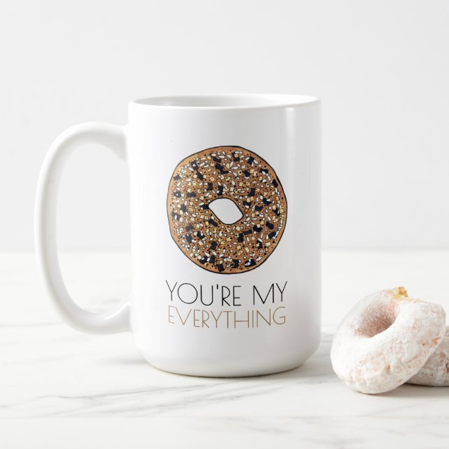 Du är min allt Bagel Breakfast Food Kärlek Kaffemugg (Med munk)