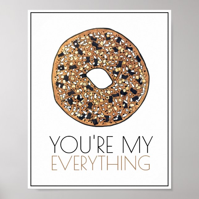 Du är min allt Bagel Breakfast Kitchen Art Poster (Framsidan)