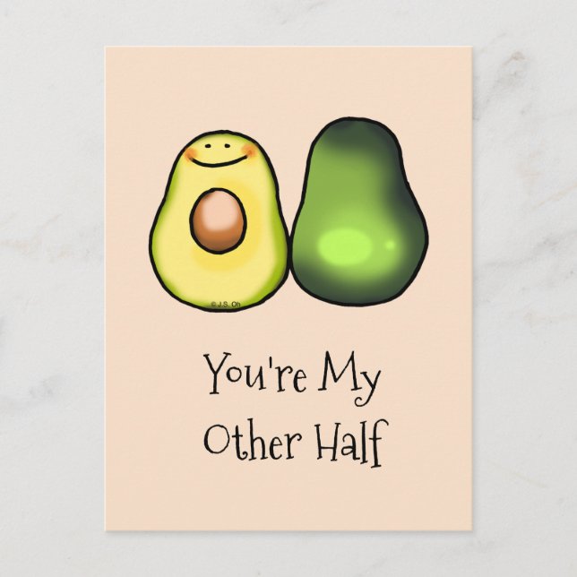 Du är min andra halva (söt avocado) vykort (Framsida)