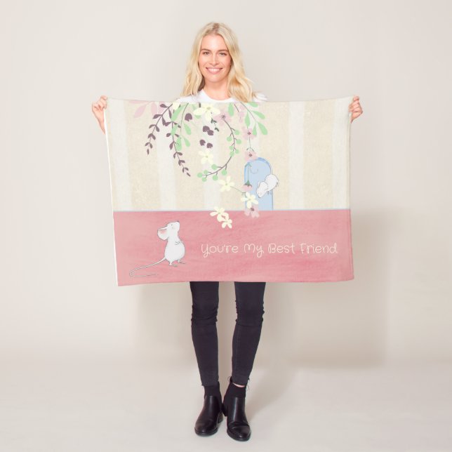 Du är min bästa Anpassningsbar för vita möss Fleecefilt (På plats)