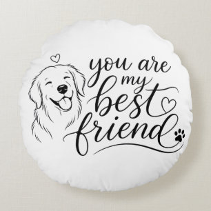 Du Är Min Bästa Vän Hund Design Rund Kudde