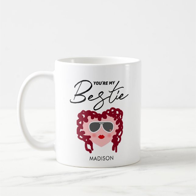 Du är min Bestie Funny Best Friend Heart Namn Kaffemugg (Vänster)