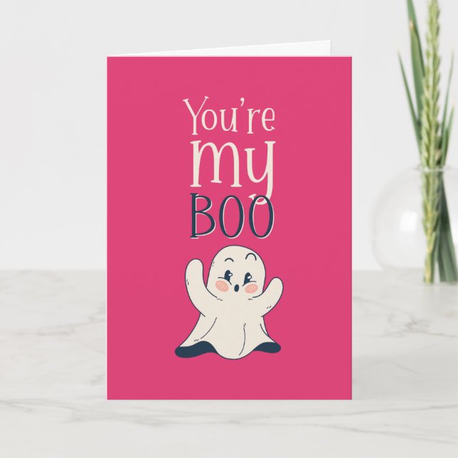 Du är min Boo Cute Ghost Funny Pun Valentine Day Helgkort (Framsida)