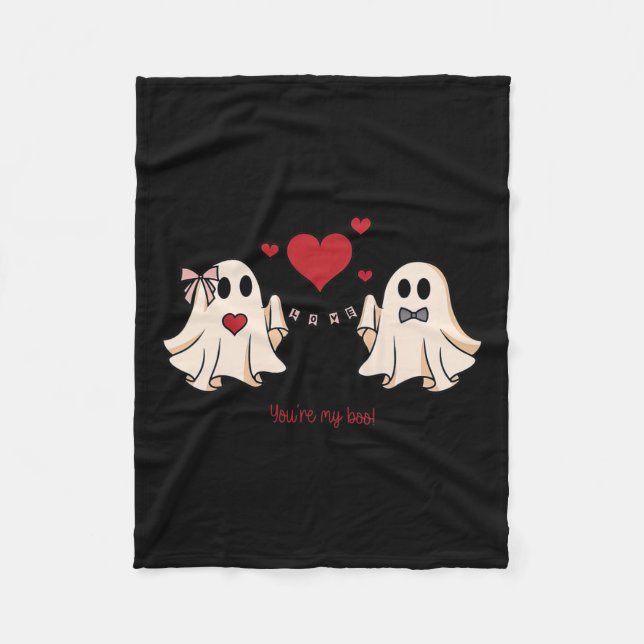 Du är min Boo Ghost Cute Spooky Valentiness Da Fleecefilt (Framsidan)