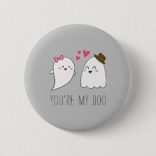 Du är min Boo Halloween Kawaii Ghost Cute Grått Knapp