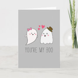 Du är min Boo Halloween Kawaii Ghost Cute Grått Kort