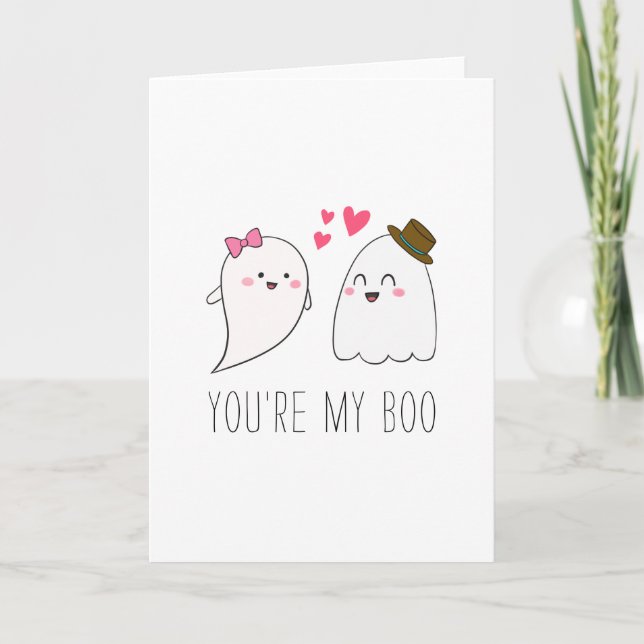 Du är min Boo Halloween Kawaii Ghost Cute Kort (Framsida)