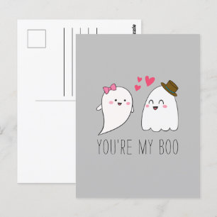 Du är min Boo Halloween Kawaii Ghost Cute Vykort