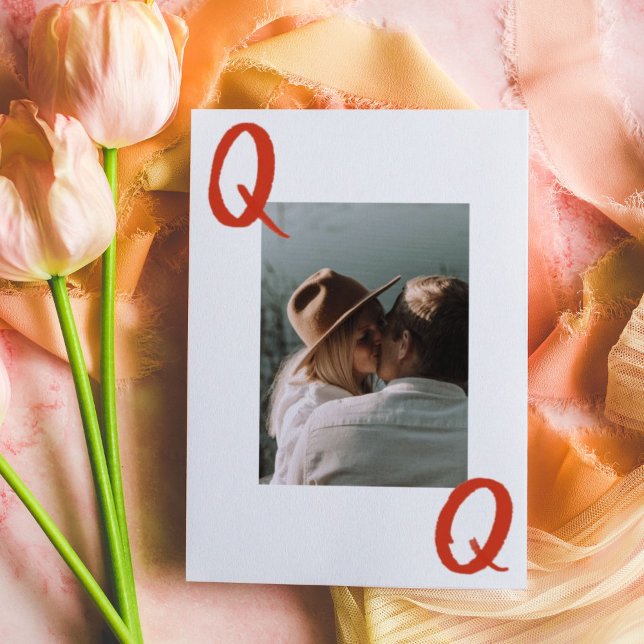 Du är min drottning av hjärtans hjärtans dag. julkort (You're the Queen of My Heart, Valentine personalized playing card photo card.)