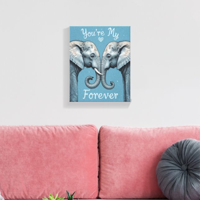 Du är min eviga romantiska elefant kärleks konst canvastryck (Insitu (Vardagsrum))