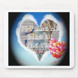 Du är min fågel i Träd: Hjärtfilt design Musmatta