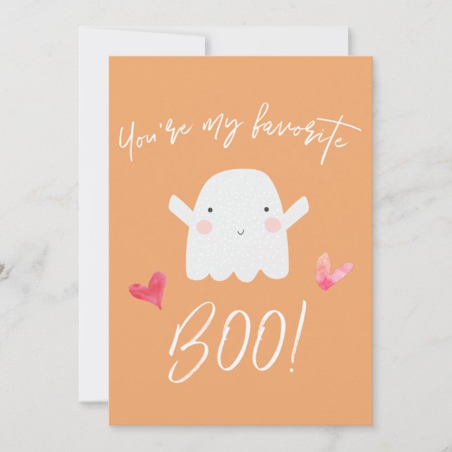 "Du är min favorit Boo!" Cute Halloween Ghost Julkort (Framsida)