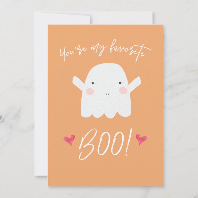 "Du är min favorit Boo!" Cute Halloween Ghost Kort (Framsida)