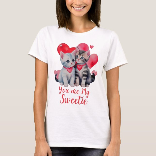 Du är min gosse, Cute Cat Valentines day T Shirt (Framsida)