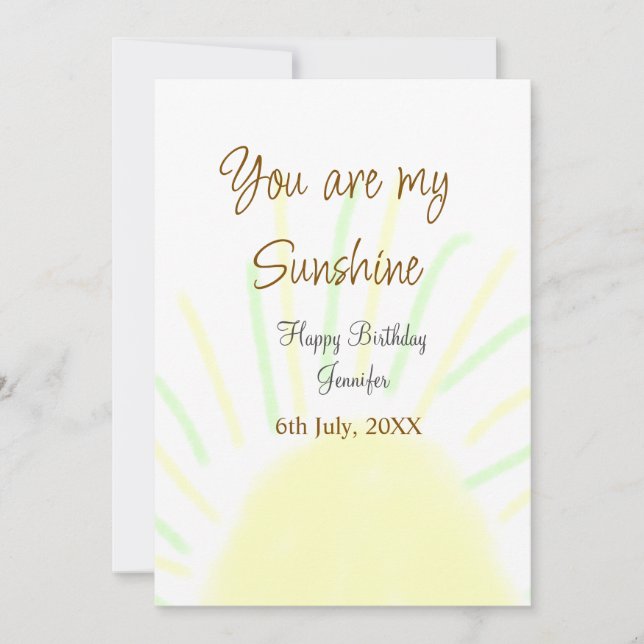 Du är min gult för solskensfärgad pastellfödelseda inbjudningar (Framsida)