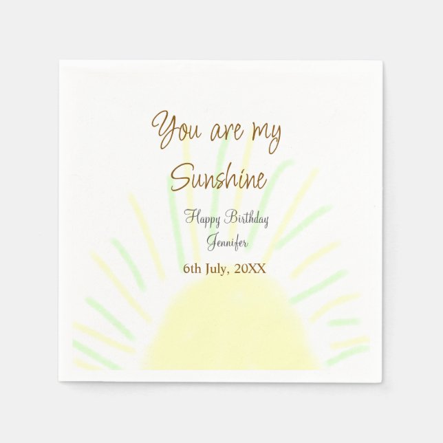 Du är min gult för solskensfärgad pastellfödelseda pappersservett (Framsidan)