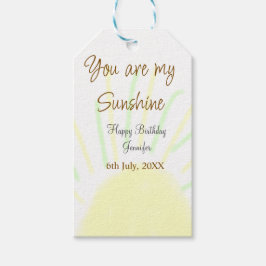 Du är min gult för solskensfärgad pastellfödelseda presentetikett