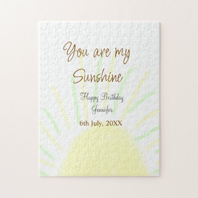 Du är min gult för solskensfärgad pastellfödelseda pussel (Vertikal)