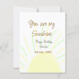Du är min gult för solskensfärgad pastellfödelseda vykort