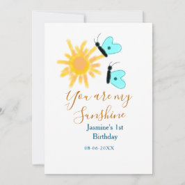 Du är min gult orange sol blå butterf inbjudningar