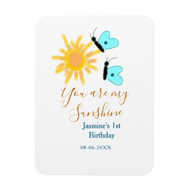 Du är min gult orange sol blå butterf magnet (Vertikal)