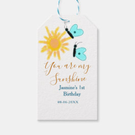 Du är min gult orange sol blå butterf presentetikett