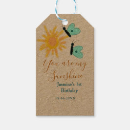 Du är min gult orange sol blå butterf presentetikett