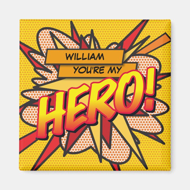 Du är min HERO-Roligt Retro Tecknad Bok-poppart Magnet (Framsidan)