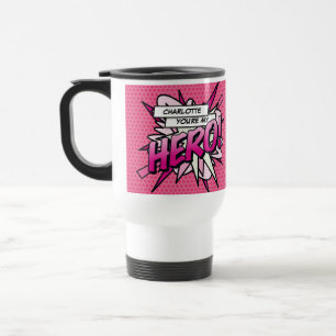 Du är min HJÄLTE Rolig Retro Serietidning Popkonst Resemugg
