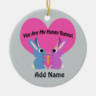 Du är min honungsbunny! julgransprydnad keramik