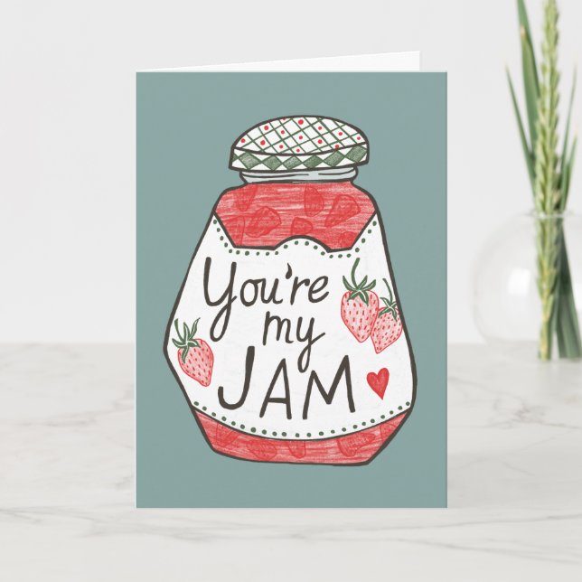 DU ÄR MIN JAM Strawberry Illustration Anpassad Kär Kort (Framsida)