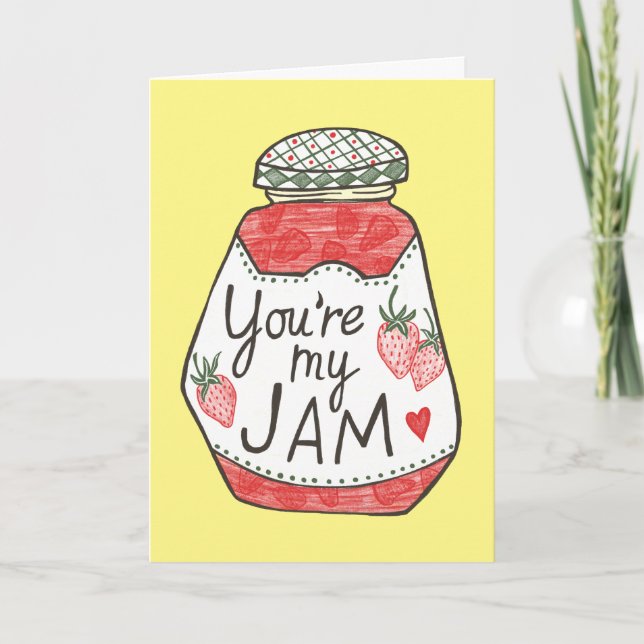 DU ÄR MIN JAM Strawberry Illustration Anpassad Kär Kort (Framsida)