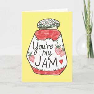 DU ÄR MIN JAM Strawberry Illustration Anpassad Kär Kort