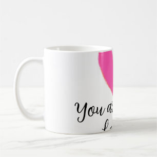 du är min kärlek rosa rött hjärta vattenfärg kidre kaffemugg