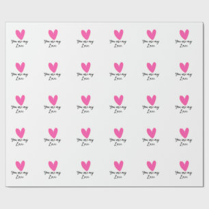 du är min kärlek rosa rött hjärta vattenfärg kidre presentpapper