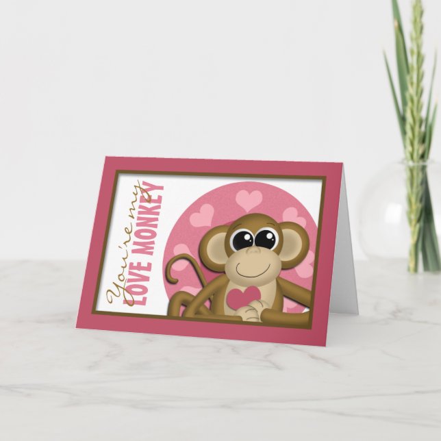Du är min kärleksapa - Söt rosa gratulationskort Kort (Framsida)