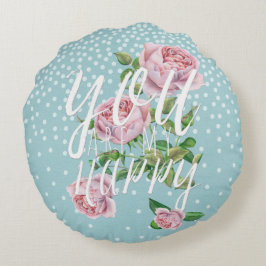 Du är min lycklig-typografi och illustration rund kudde