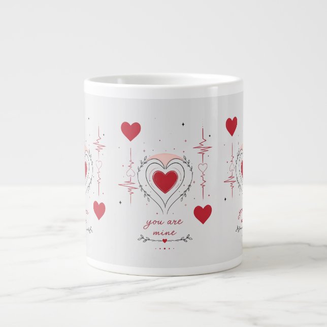 Du Är Min Minimalistisk Hjärtlinje Konst Jumbo Mugg (Framsidan)