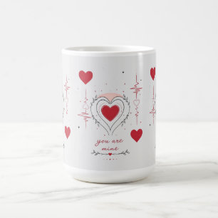 Du Är Min Minimalistisk Hjärtlinje Konst Kaffemugg