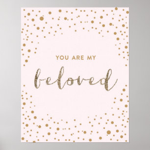 Du är min närmaste - Rosa, Guld, Glitter Nursery Poster