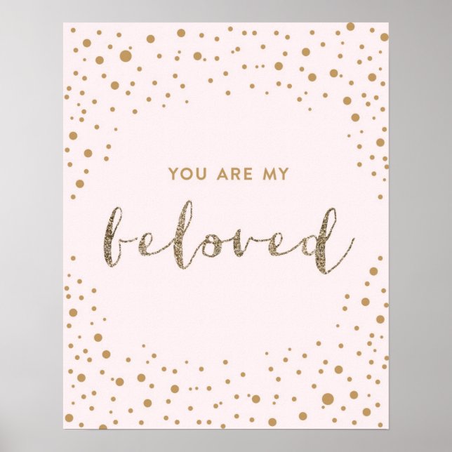 Du är min närmaste - Rosa, Guld, Glitter Nursery Poster (Framsidan)